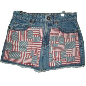 Forever21 Jean Shorts Womens Size 27 Stars &Stripes American Flag mid rise short